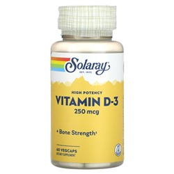 Solaray High Potency Vitamin D-3, 250 mcg, 60 Vegcaps