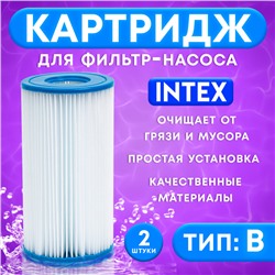 Картридж для очистки воды в бассейнах для фильтрующих насосов INTEX, тип B, 2 шт.