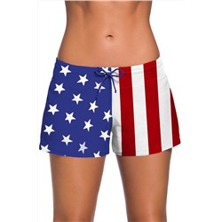 Пляжные шорты с принтом под американский флаг и шнурком в талии