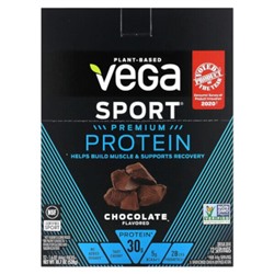 Vega Sport, Plant-Based Premium Protein, Chocolate, 12 Pack, 1.6 oz (44 g) Each