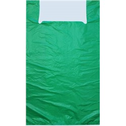 Полиэтиленовый пакет майка ПНД 19 мкм 45+22*90 см Однотонный зеленый 50 шт