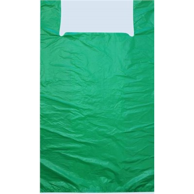 Полиэтиленовый пакет майка ПНД 19 мкм 45+22*90 см Однотонный зеленый 50 шт