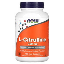 NOW Foods L-Citrulline, 750 mg, 180 Veg Capsules
