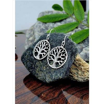 Серебряные серьги с дизайном в виде Дерева, 7.46 г; Silver earrings with Tree Design, 7.46 g