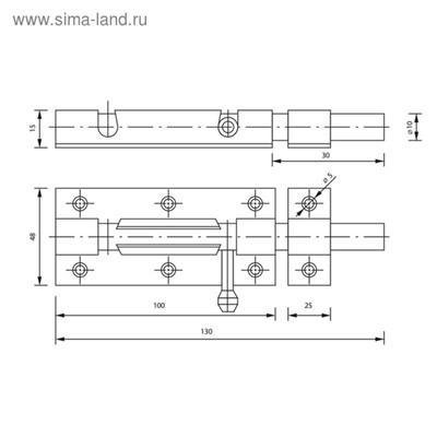 Задвижка дверная ТУНДРА ЗД 005, 100 мм, оцинкованная, 1 шт.