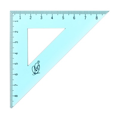 Набор чертёжный 4 предмета (линейка 15 см, угольник 30 °/ 60 °, 10 см; угольник 45 °/ 45 °, 8 см; транспортир 180 °, 9 см), прозрачный синий