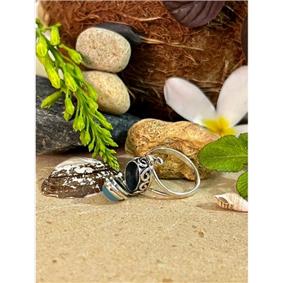 Серебряное кольцо с кавачей из Бирюзы, 4.90 г, размер - 18; Silver ring with Turquoise kavacha, 4.90 g, Size - 8