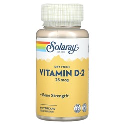 Solaray Dry Form Vitamin D-2, 25 mcg, 60 VegCaps