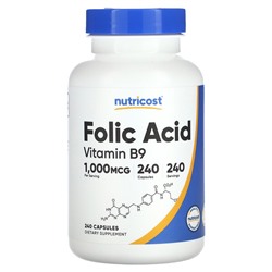 Nutricost Folic Acid, 1,000 mcg, 240 Capsules
