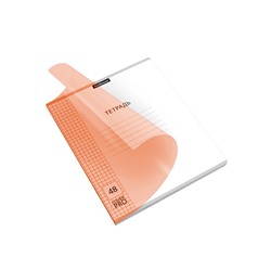 Тетрадь 48 листов в клетку, ErichKrause "Классика CoverPrо Neon", пластиковая обложка, блок офсет 100% белизна, оранжевая