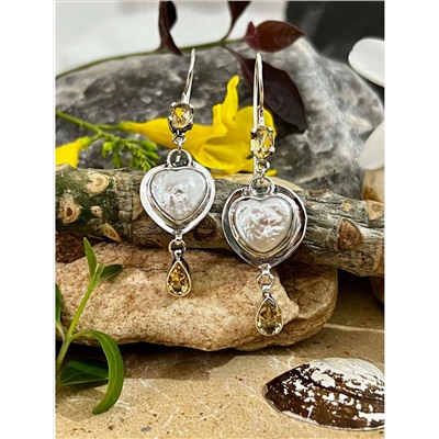 Серебряные серьги с Жемчугом Бива, 10.01 г; Silver earrings with Biwa Pearls, 10.01 g