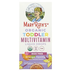 MaryRuth Organics Organic Toddler, Multivitamin Liquid Drops, 1-3 Years, Orange Vanilla, 2 fl oz (60 ml)