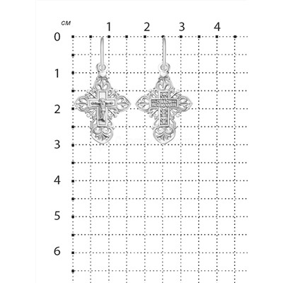 Крест из серебра родированный - 3 см