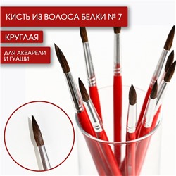 Кисть для рисования из волоса белки круглая № 7 короткая ручка