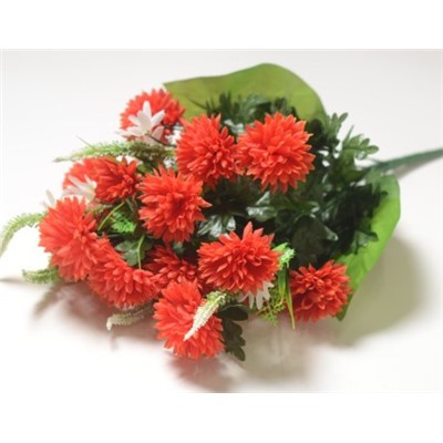 Искусственные цветы, Ветка в букете хризантема шариком 20 голов (1010237)