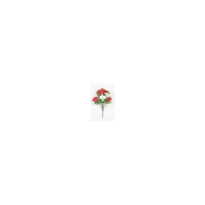 Искусственные цветы, Ветка в букете бархатный бутон розы с лилией (1010237) красный