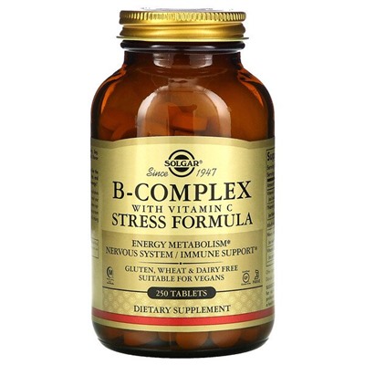 Solgar B-Complex with Vitamin C Stress Formula, 250 Tablets