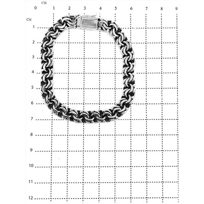 Браслет из серебра с чернением - Бисмарк, 19 см