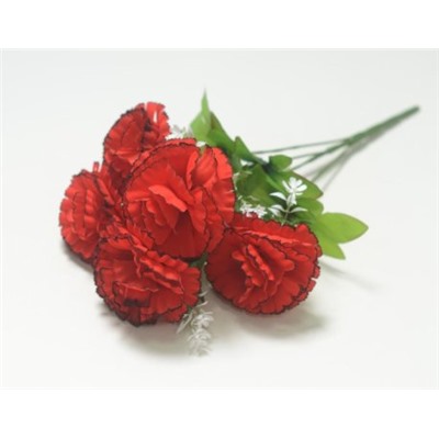 Искусственные цветы, Ветка в букете гвоздика 5 голов (1010237) красный