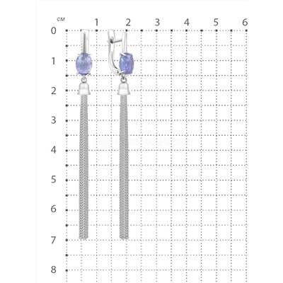 Серьги из серебра с нат.танзанитом родированные