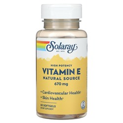 Solaray Vitamin E, Natural Source, High Potency , 670 mg, 60 Softgels