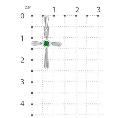 Подвеска-крест из серебра с фианитами родированная