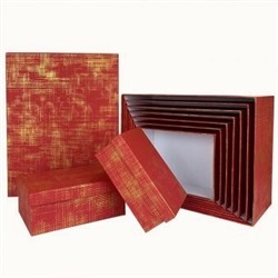 Набор подарочных коробок 10 в 1 прямоугольник 37*29*16 см Красная эмаль 536025