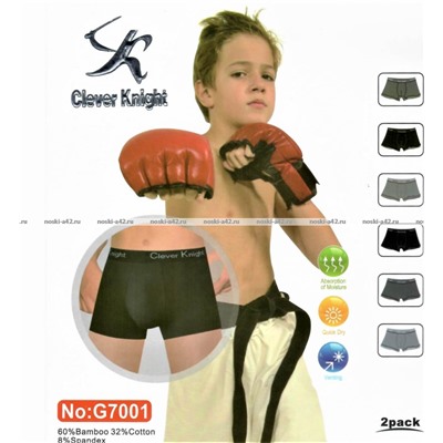2 ШТ - ПОДРОСТКОВЫЕ трусы-боксеры для мальчиков Clever Knight арт. G 7001 - 2 ШТ