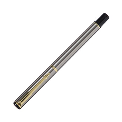Ручка подарочная роллер в кожзам футляре, корпус серебро,золото