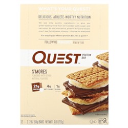 Quest Nutrition Protein Bar, S'mores, 12 Bars, 2.12 (60 g) Each
