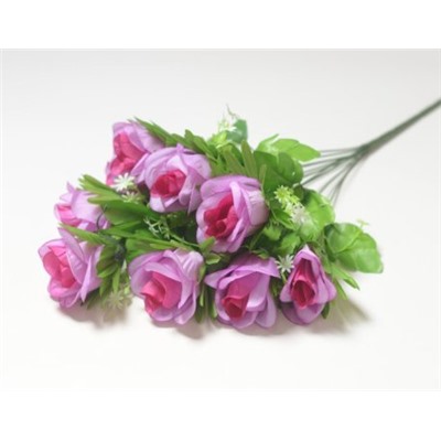 Искусственные цветы, Ветка в букете бутон розы с листом 9 голов (1010237)