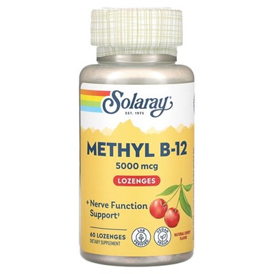 Solaray Methyl B-12, Natural Cherry, 5,000 mcg, 60 Lozenges