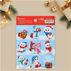 Наклейки бумажные «Снежный друг», снеговик, 11 × 15.5 см