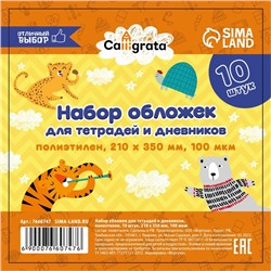 Набор обложек ПЭ 10 штук, 210 х 350 мм, 100 мкм, для тетрадей и дневников (в мягкой обложке)