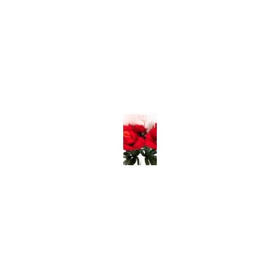 Искусственные цветы, Ветка в букете роза бархатная 10 веток (1010237) красный