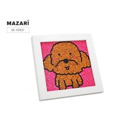 Алмазная мозаика 15х15 см "Собачка" полная выкладка, деревянная рамка в комплекте M-10431 Mazari {Китай}