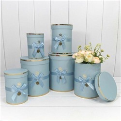 Набор подарочных коробок 6 в 1 цилиндр 21*25.5 см "Flowers for you" голубой 440996