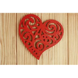 Топпер деревянный "Сердце с вензелями" 10*30 см Красный 152472