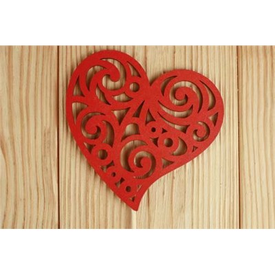 Топпер деревянный "Сердце с вензелями" 10*30 см Красный 152472