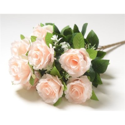 Искусственные цветы, Ветка в букете бутон роз с листом 9 веток (1010237)