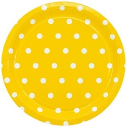 Тарелка бумажная Горошек желтый 23 см 6 шт 1502-3920