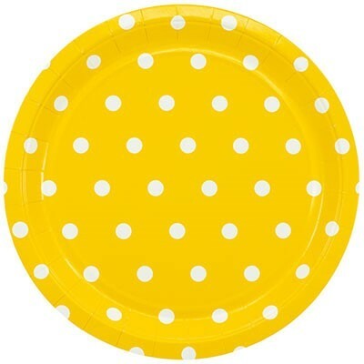 Тарелка бумажная Горошек желтый 23 см 6 шт 1502-3920