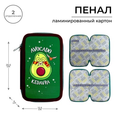 Пенал 2 секции, 125 х 205 х 40 мм, Calligrata 30П26/2 "Авокадо кедавра", в стиле Гарри Поттера, ламинированный картон