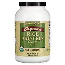 NutriBiotic Organic Rice Protein Powder, Plain, 3 lbs (1.36 kg)
