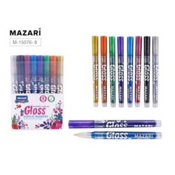 Набор маркеров-красок с эффектом "металлик" GLOSS 8 цв. 1-2мм M-15076- 8 Mazari {Китай}