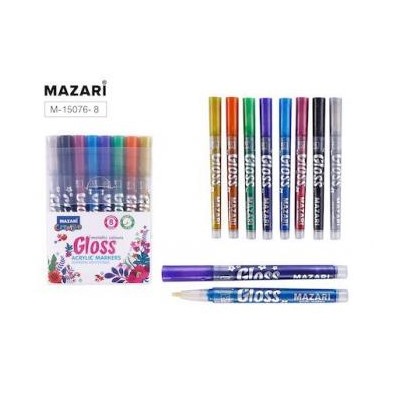 Набор маркеров-красок с эффектом "металлик" GLOSS 8 цв. 1-2мм M-15076- 8 Mazari {Китай}