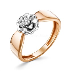 Кольцо из золочёного серебра с бриллиантом и родированием