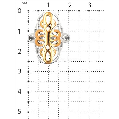 Кольцо из родированного серебра с золочением