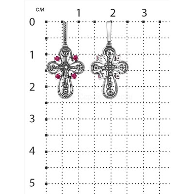 Крест из чернёного серебра с фианитами - 2,9 см