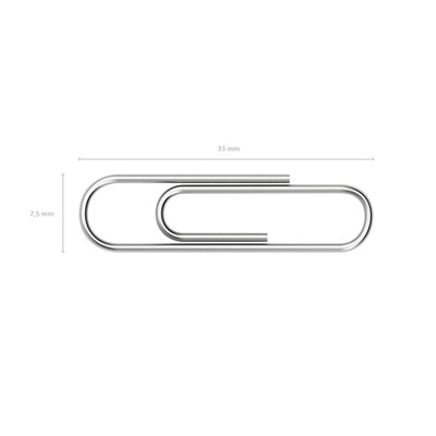 Скрепки канцелярские 33мм, 100шт, оцинкованные, ErichKrause, картонная упаковка
